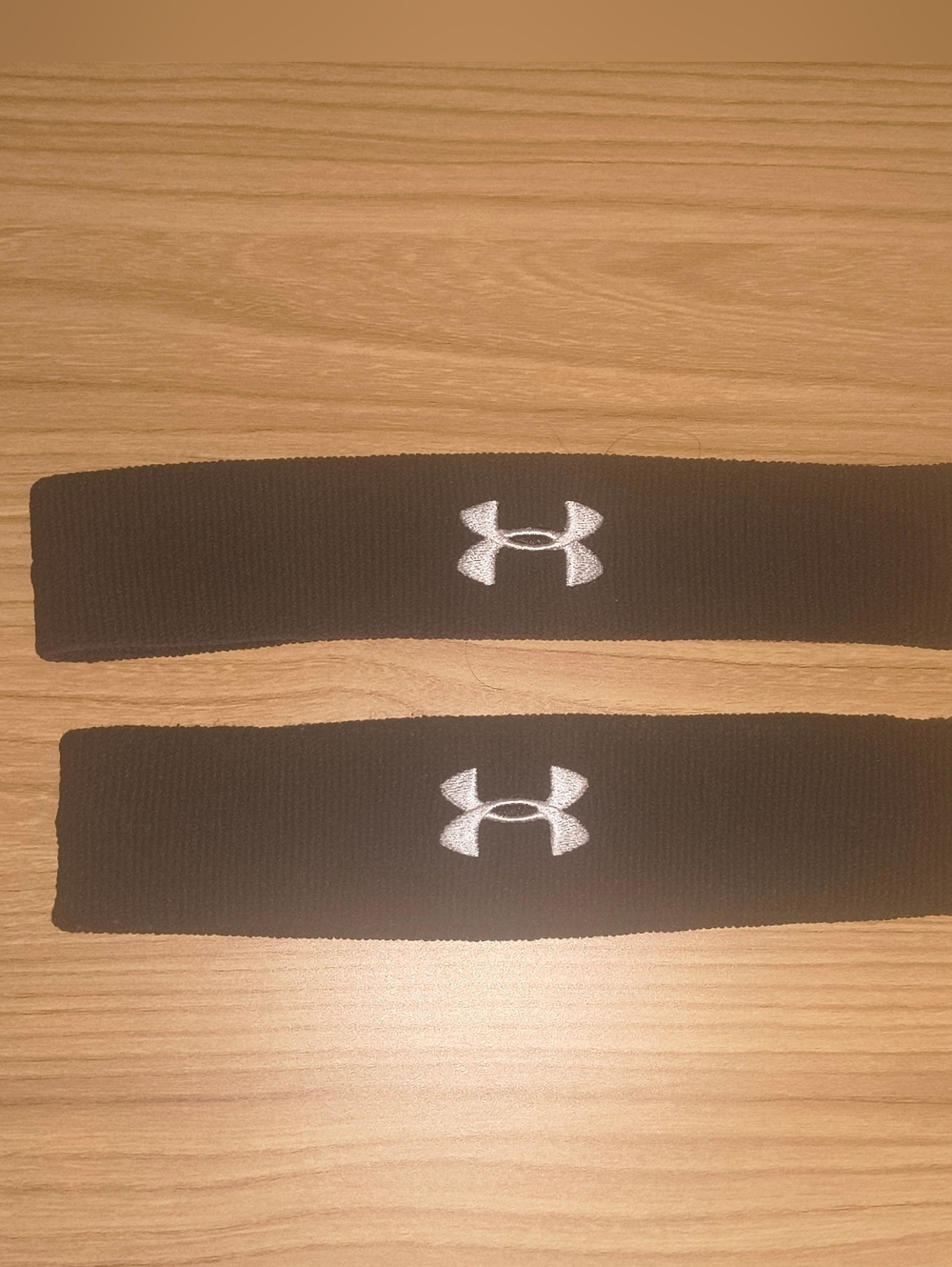 (B3g1) Under Armour Black Headband Pair with White Logo